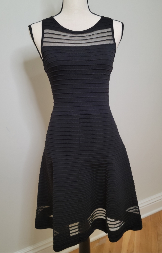 New French Connection Ribbed Black Dress